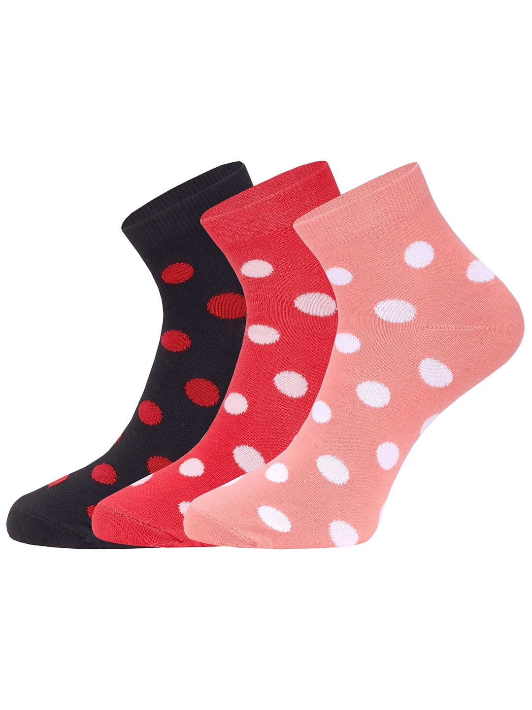 

FABdon Women Pack Of 3 Patterned Ankle Length Socks, Pink