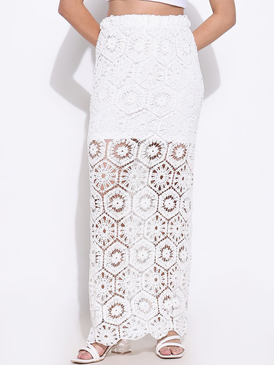 

SHOWOFF Straight Maxi Skirt, White