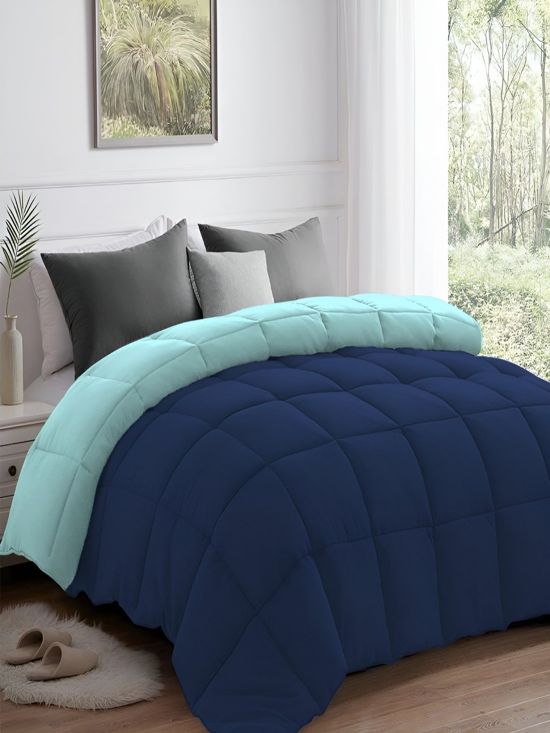 

tundwal's Blue & Navy Blue Heavy Winter 210 GSM Double Bed Comforter