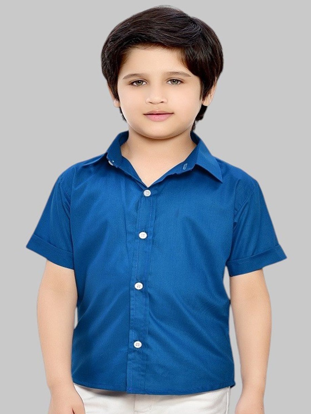 

BAESD Boys Comfort Spread Collar Solid Cotton Casual Shirt, Blue