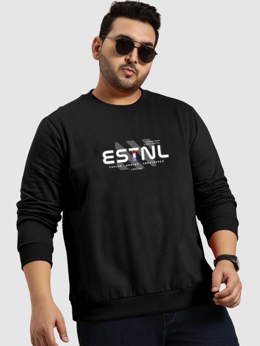 

TAB91 Men Printed Sweatshirt, Black