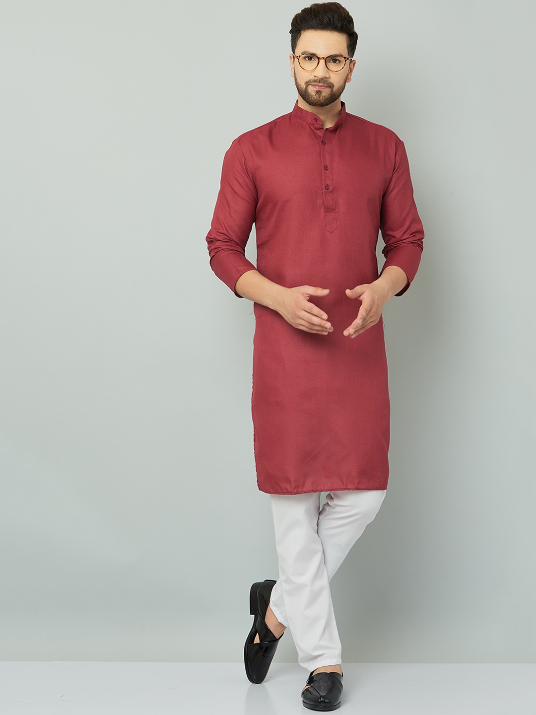 

LEMONX Men Regular Kurta with Pyjamas, Maroon