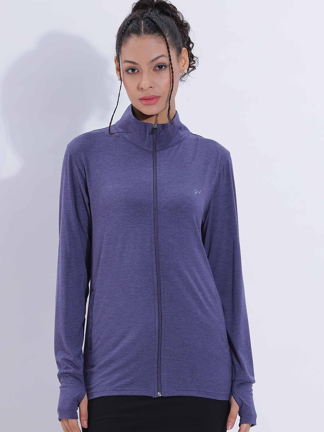 

BLUE TYGA Women without Lightweight Antimicrobial Crop Sporty Jacket, Violet