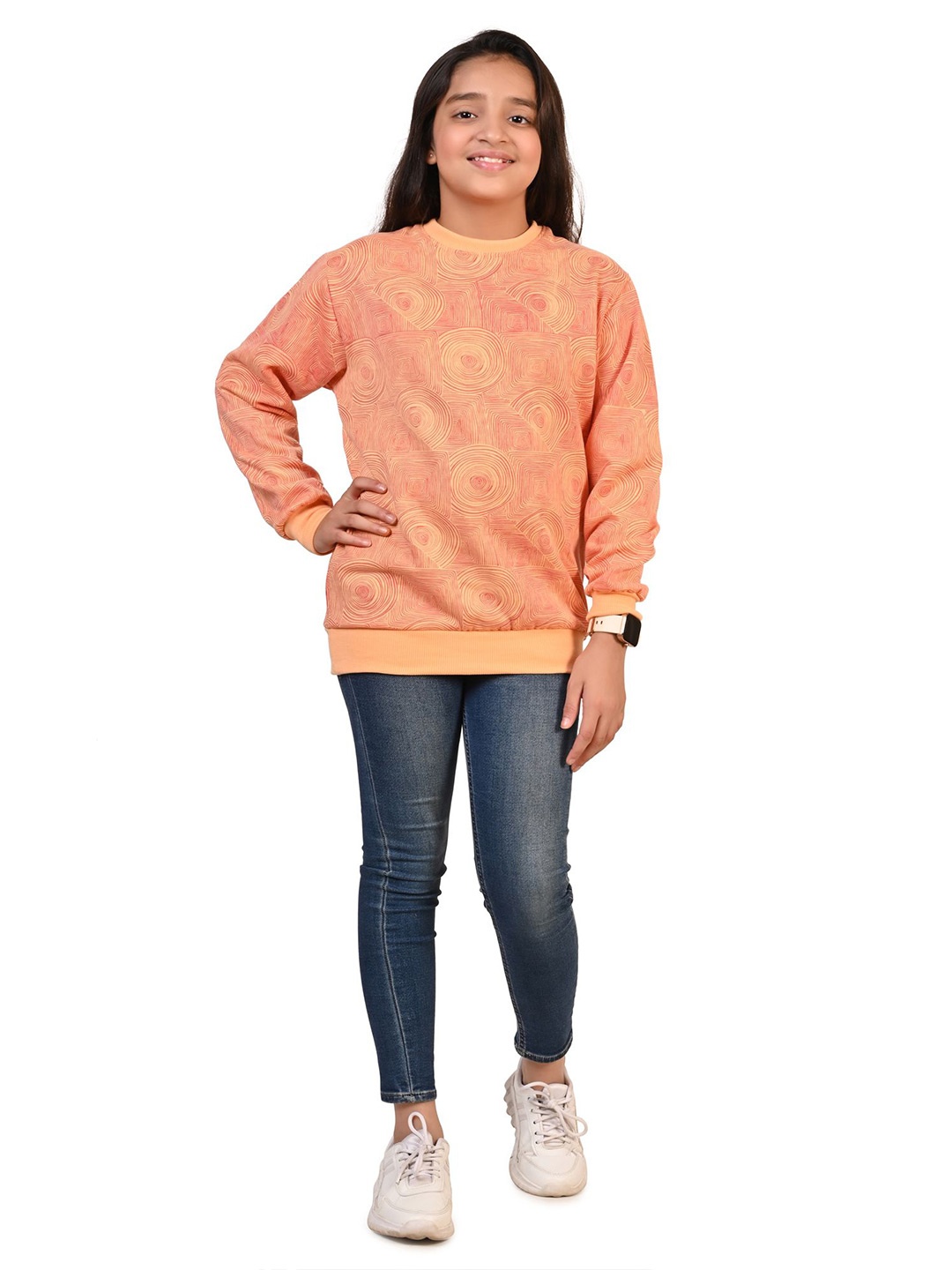 

BAESD Girls Printed Round Neck Pullover Sweatshirt, Orange