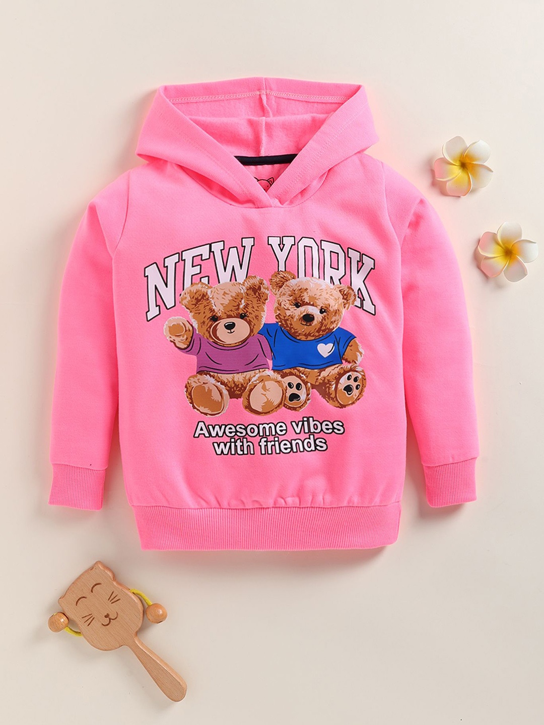 

YK Boys Printed Hooded Pullover Sweatshirt, Pink