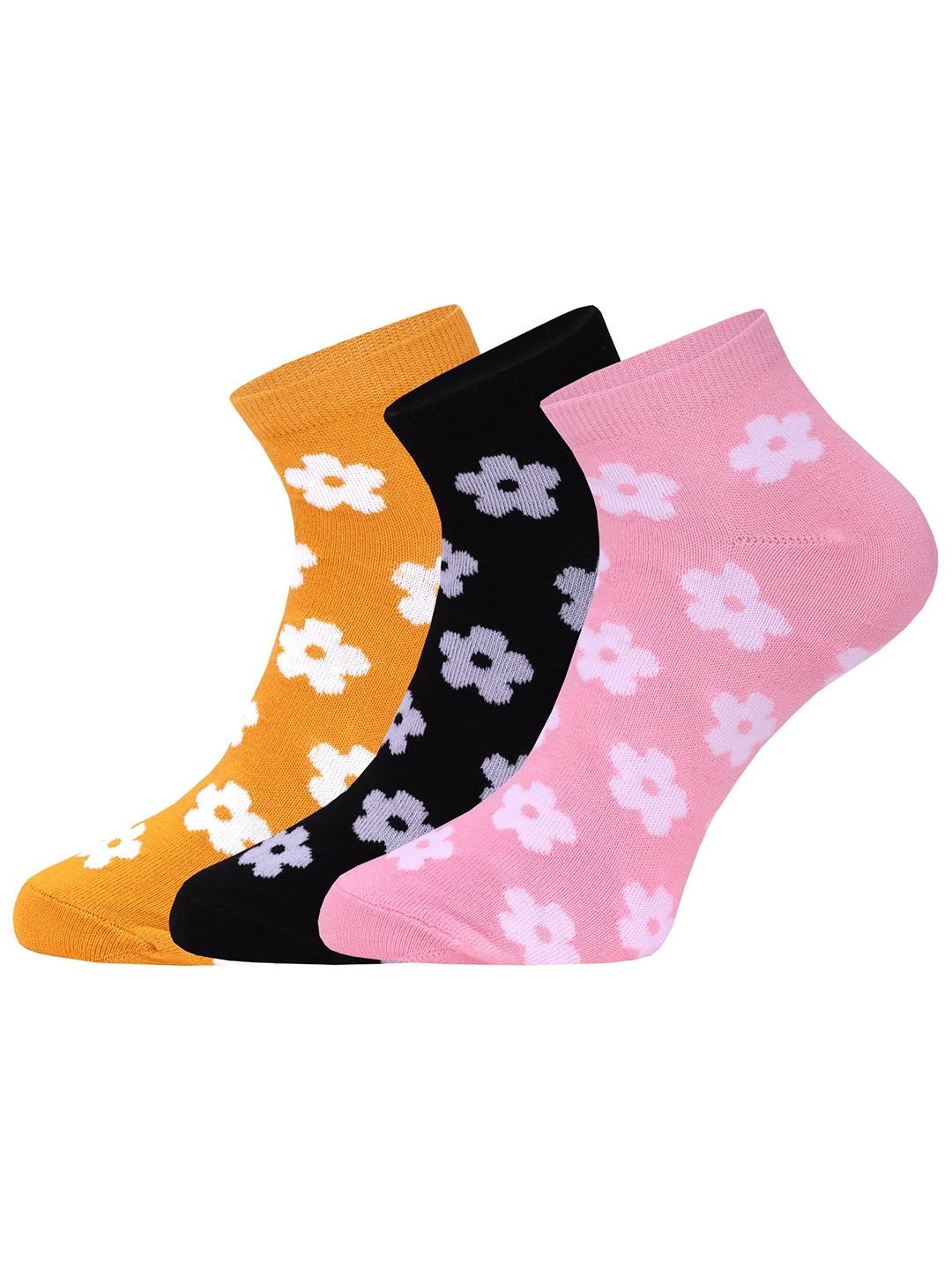 

FABdon Women Pack Of 3 Patterned Ankle-Length Socks, Orange