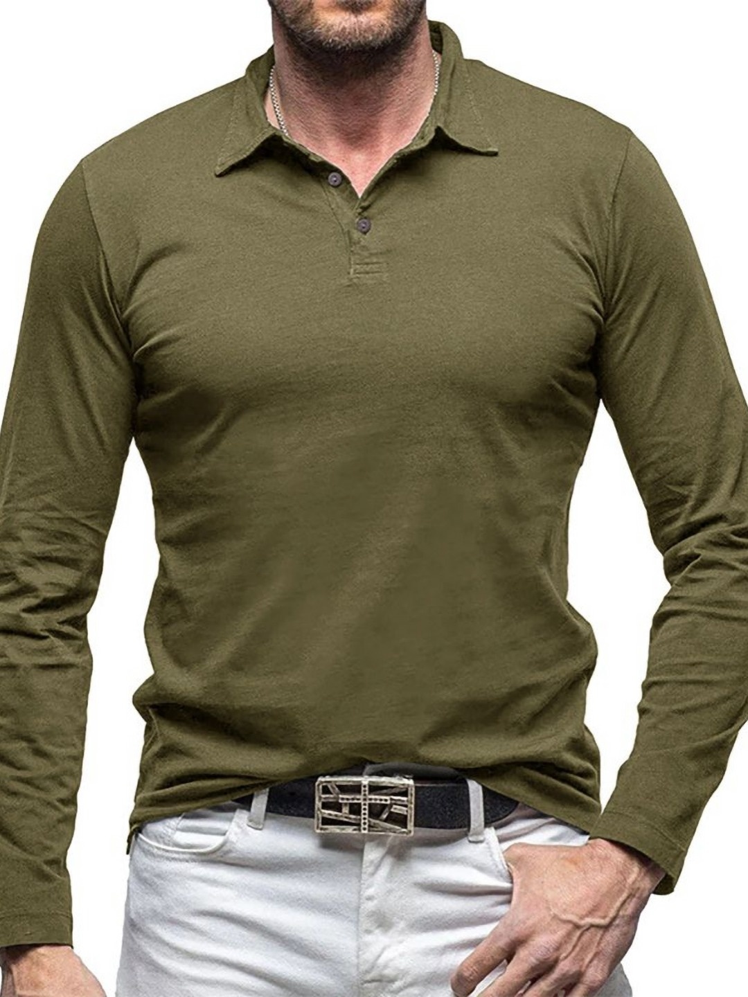 

StyleCast x Revolte Men Polo Collar T-shirt, Green