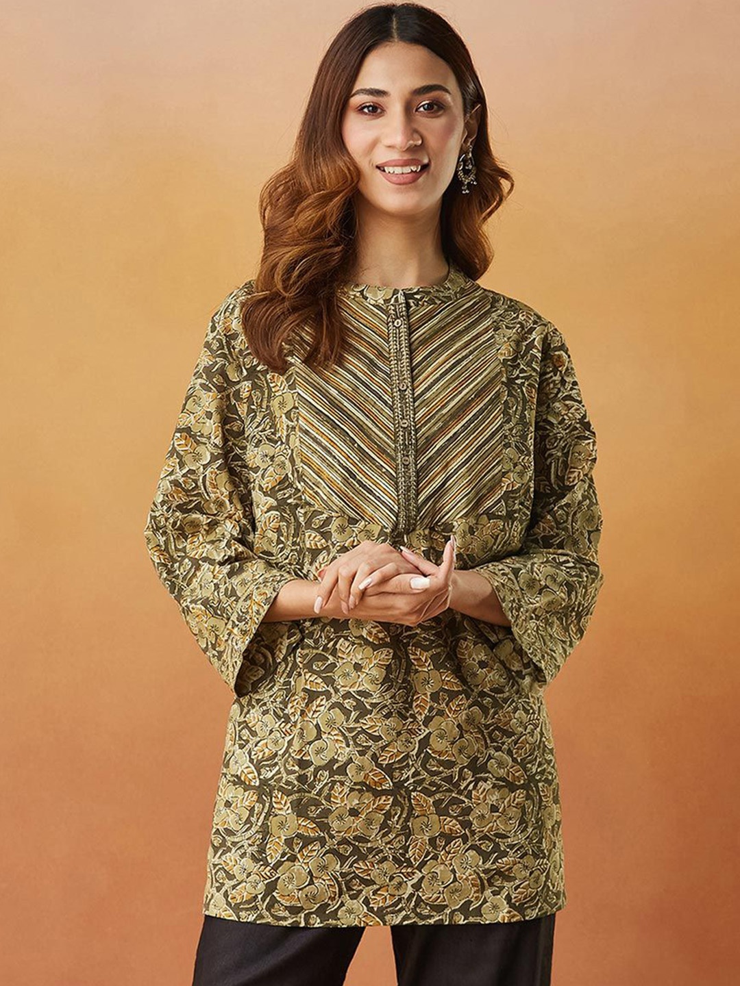 

Fabindia Women Ethnic Motifs Printed Kurta, Green
