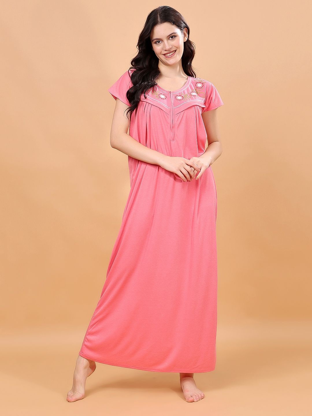 

NIGHT KEYS Maxi Nightdress, Pink