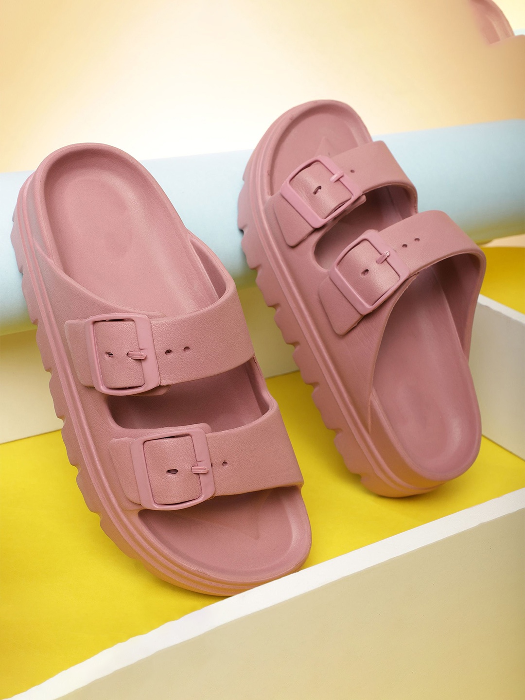 

ROSEMEAD Women Rubber Slider Flip Flops, Pink