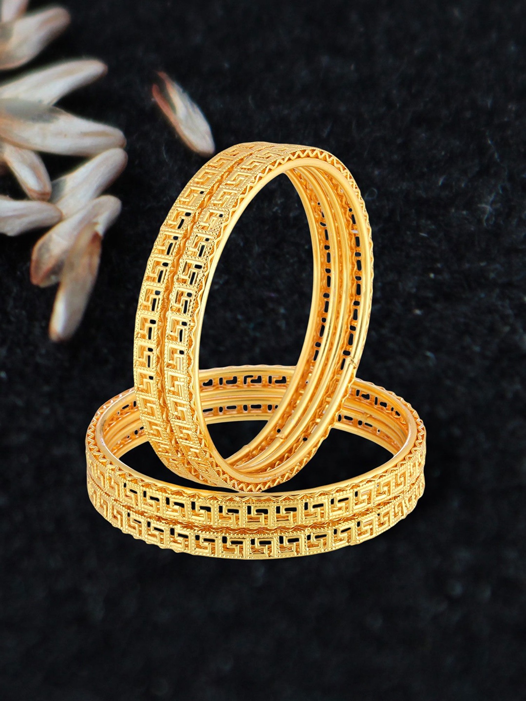 

Adwitiya Collection Set Of 4 Gold-Plated Bangles