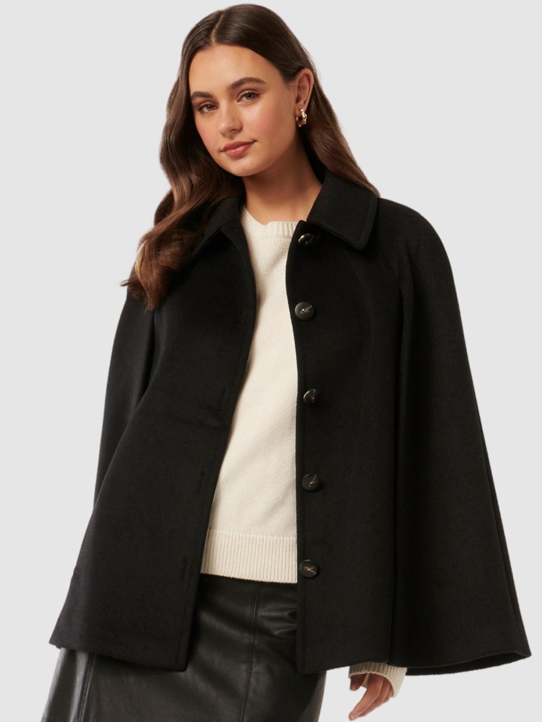 

Forever New Women Cape Coat, Black