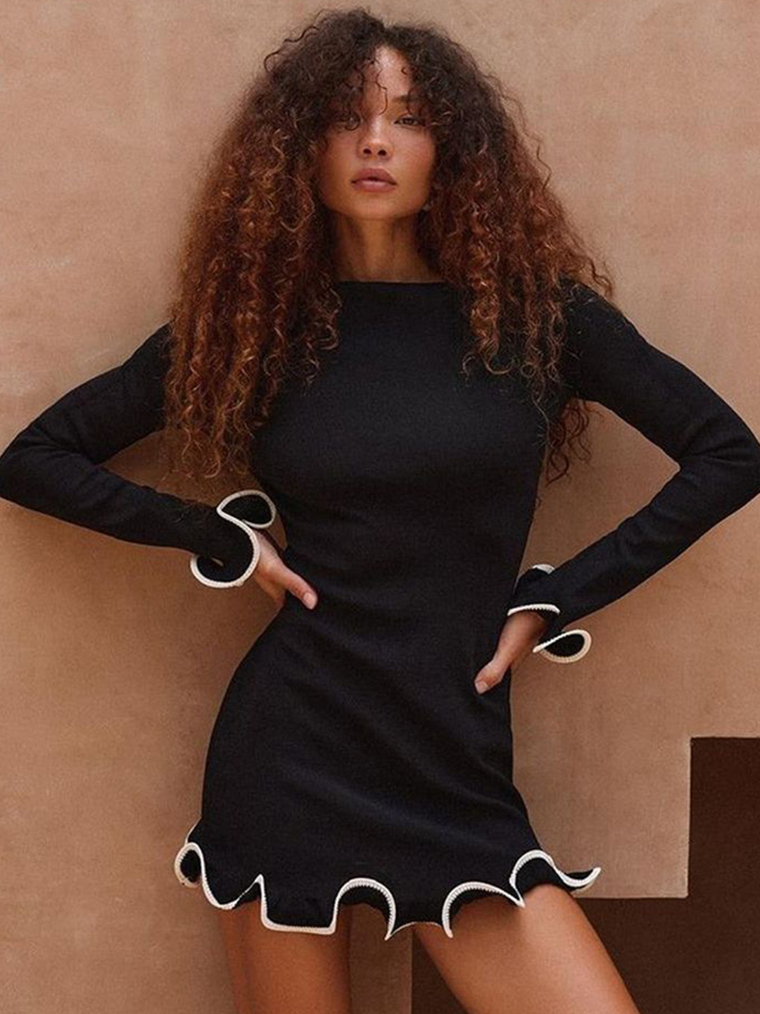 

LULU & SKY Women Round Neck Bodycon Dress, Black