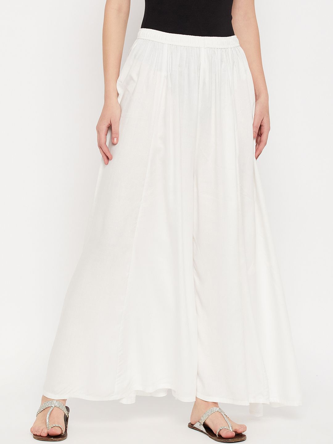 

TULIP 21 Women Flared Ethnic Palazzos, Off white