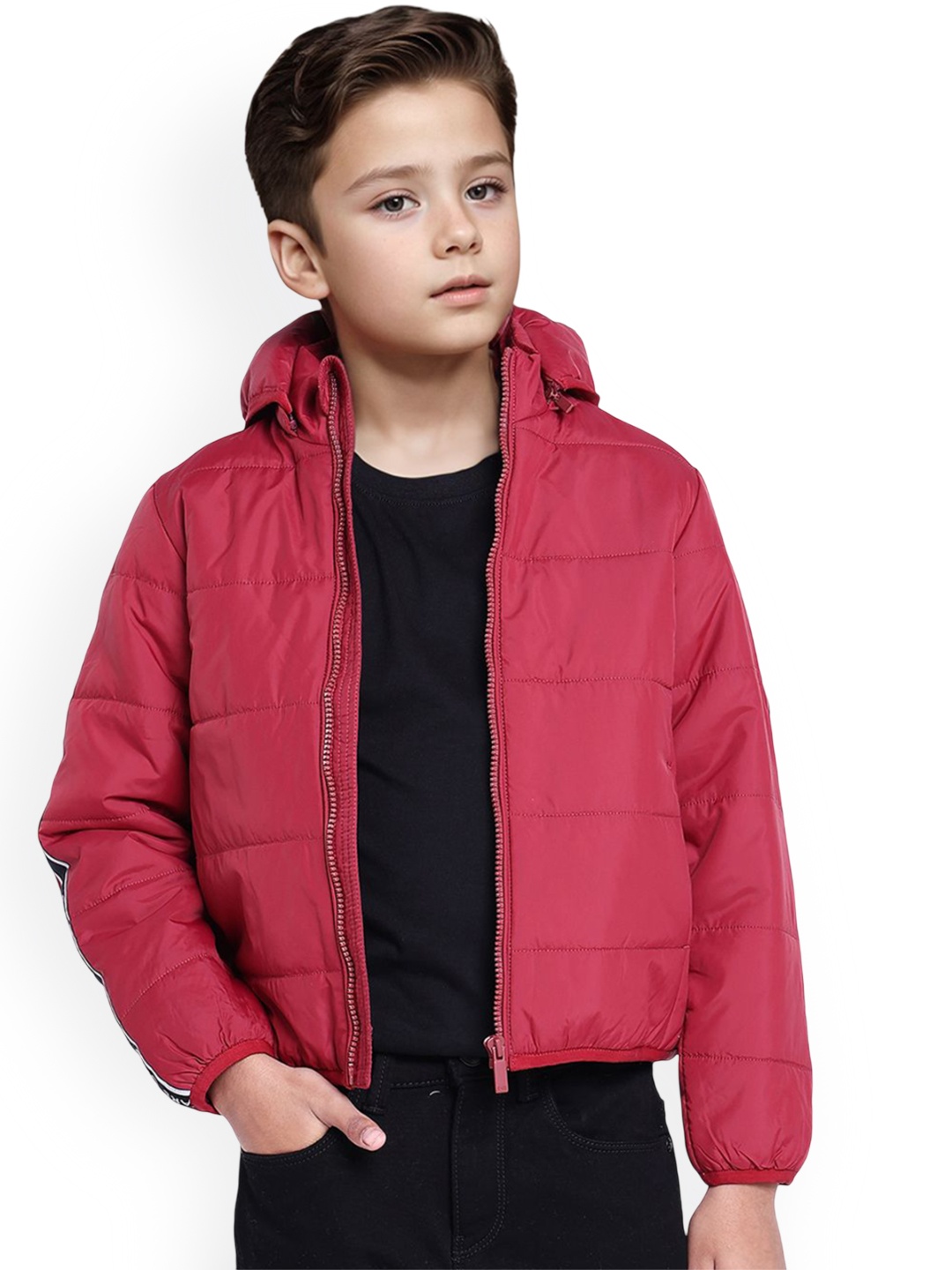

Rare Ones Boys Solid Zipper Jacket, Red