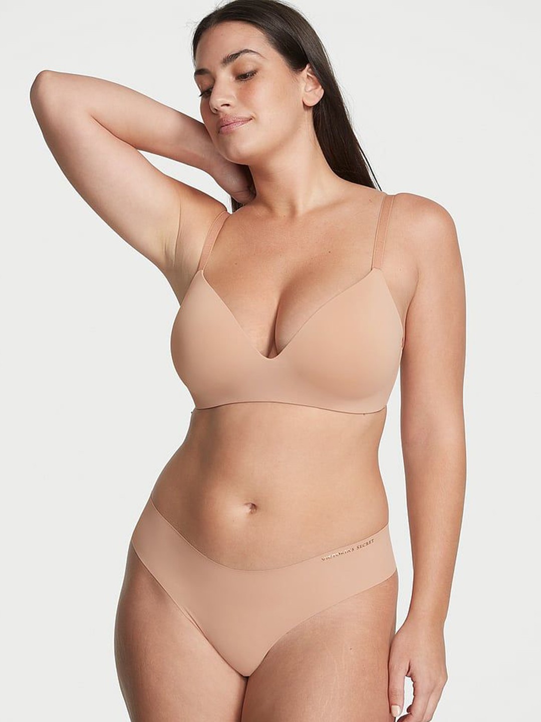 

Victoria's Secret PINK No-Show Thong Briefs 1112887765H8, Beige