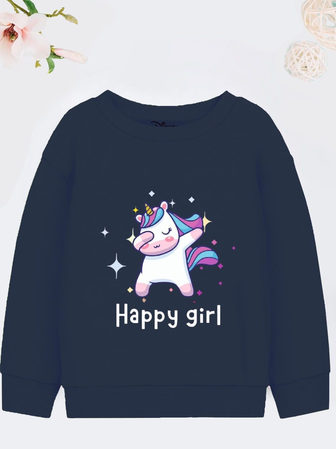 

YK Disney Girls Graphic Printed Pullover Sweatshirt, Navy blue