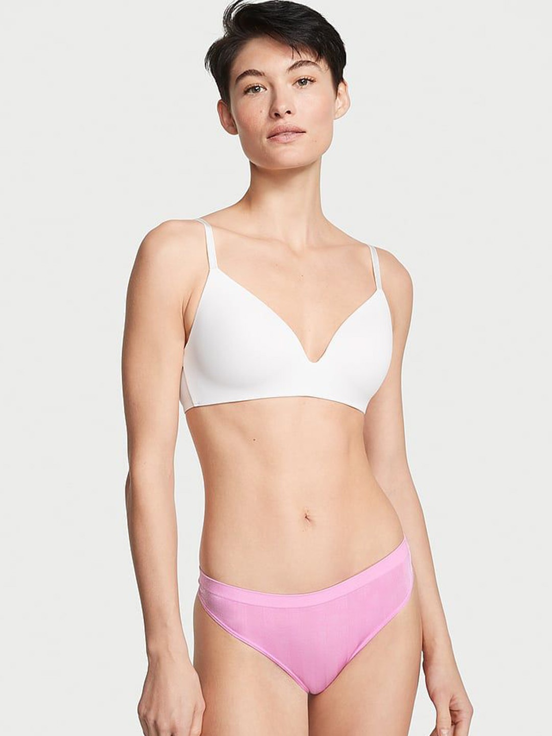 

Victoria's Secret Seamless Seamless Rib Thong Panty 112187553Y9X, Pink
