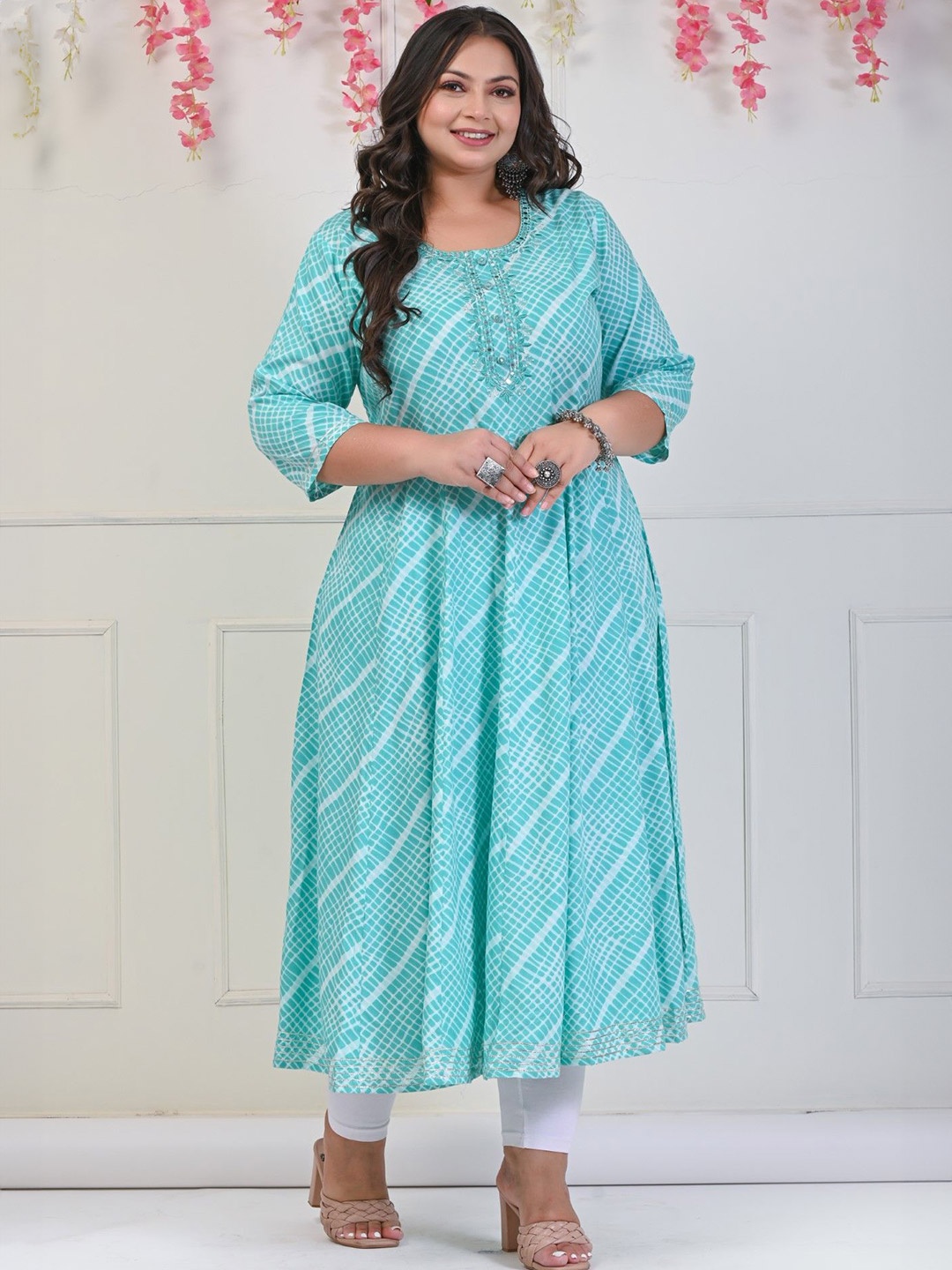 

Swasti Ethnic Motifs Print Maxi Dress, Turquoise blue