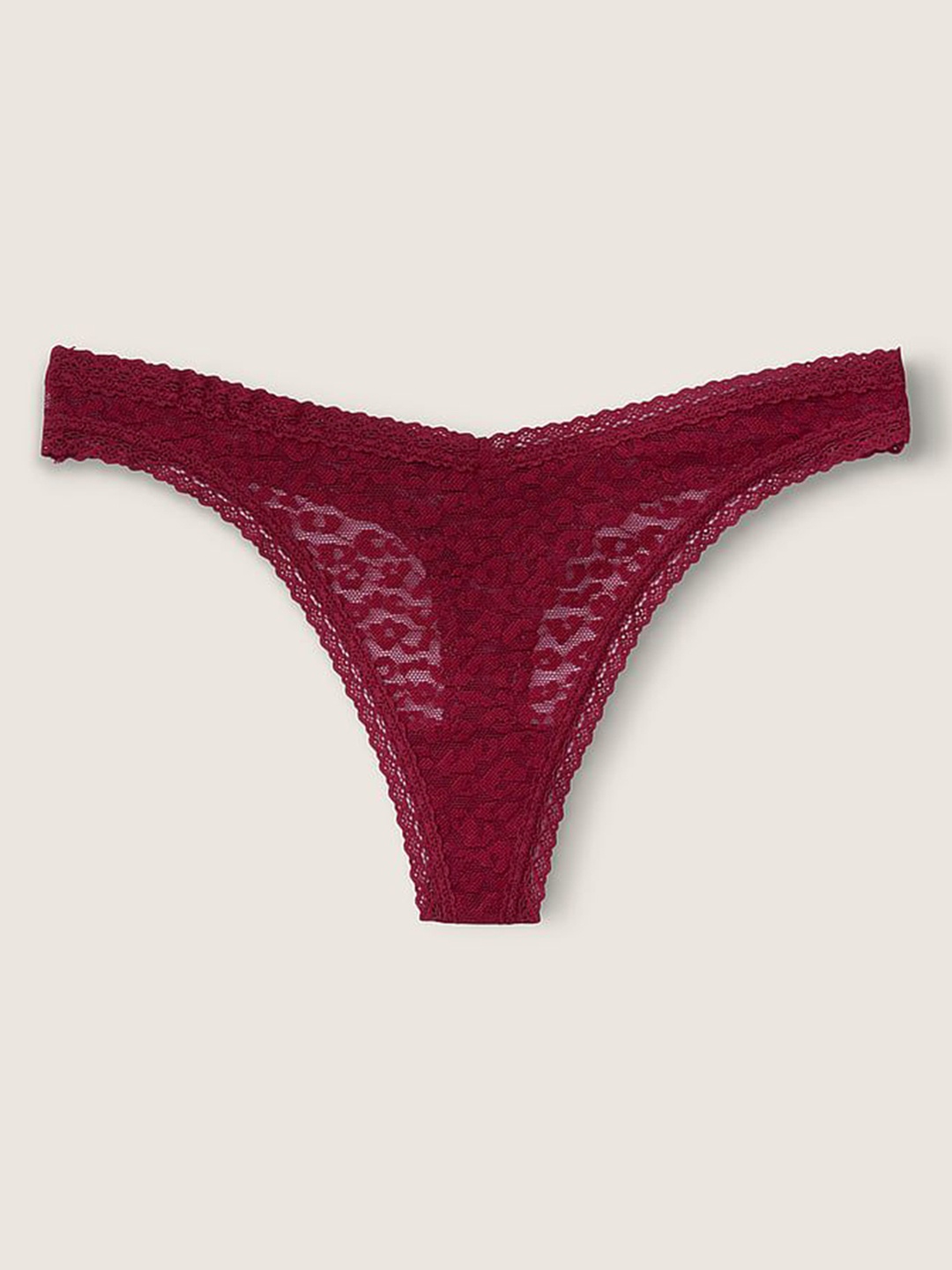 

Victoria's Secret Low Rise Lace Thong Briefs 1119535499O0, Red