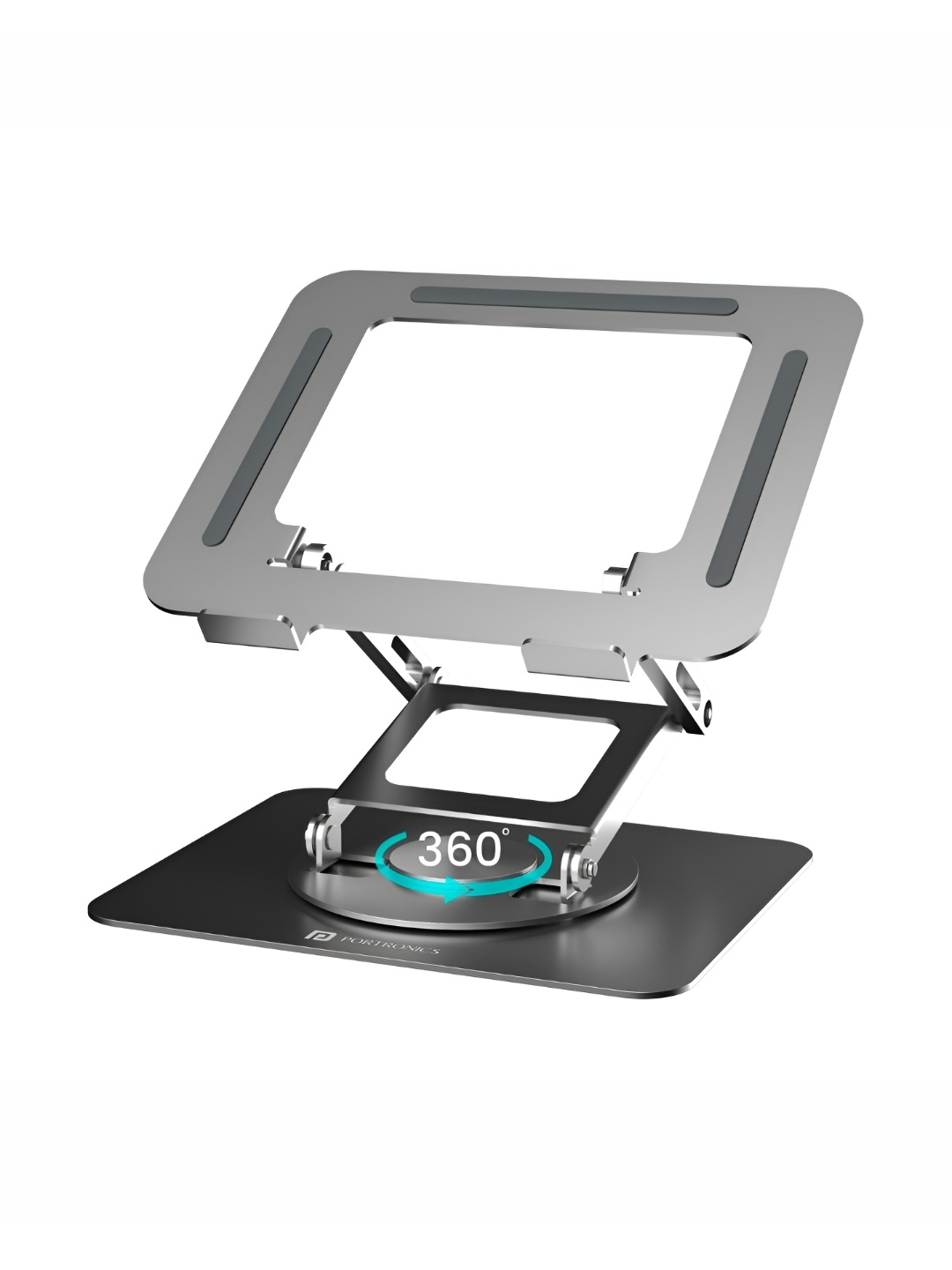 

Portronics My Buddy K11 Pro Metal Laptop Stand With 360 Rotation, Silver