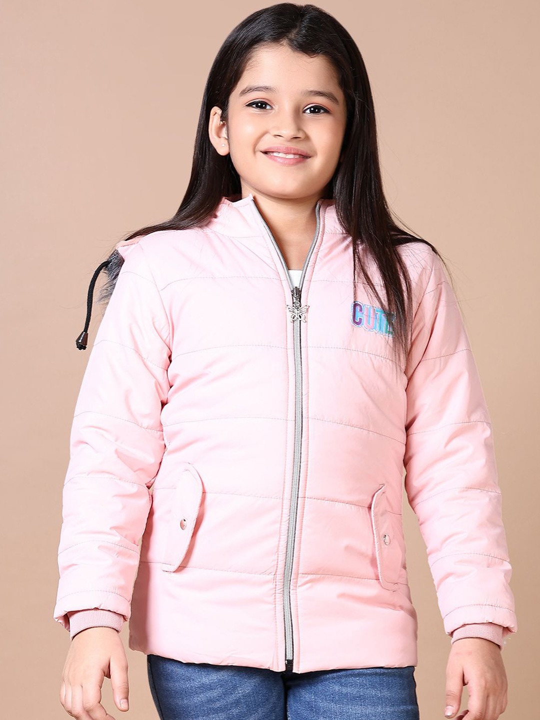 

V-Mart Girls Quilted Jacket with Patchwork, Pink