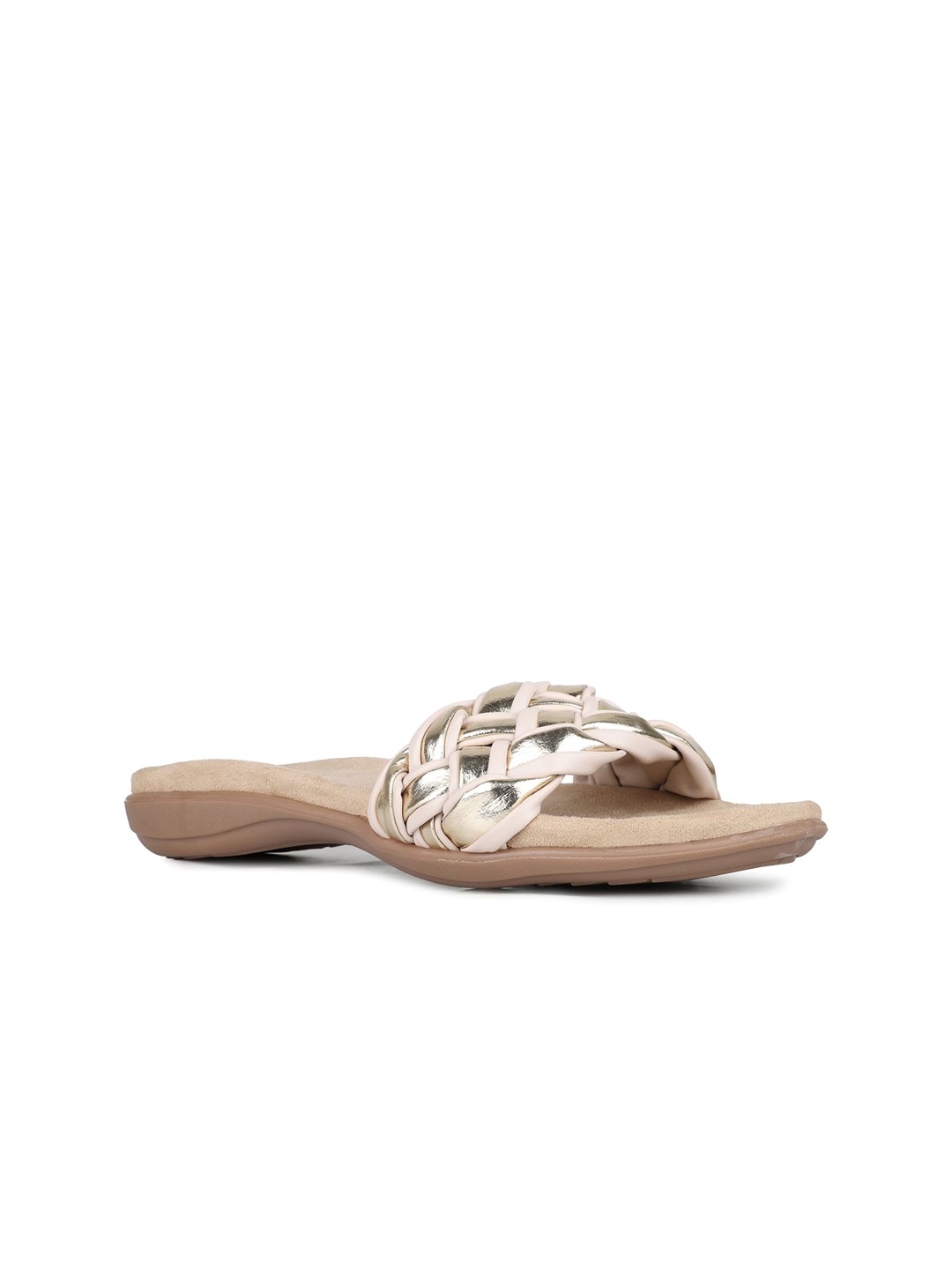 

Inc 5 Women Printed Open Toe Flats with Laser Cuts, Beige