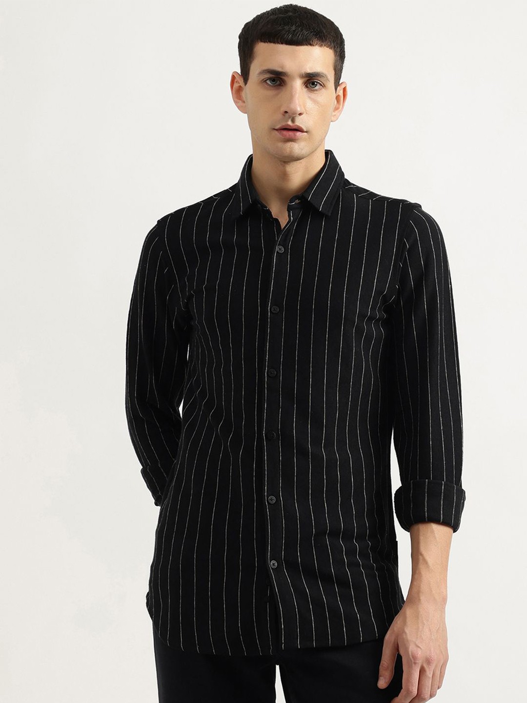 

United Colors of Benetton Men Striped Casual Shirt, Black