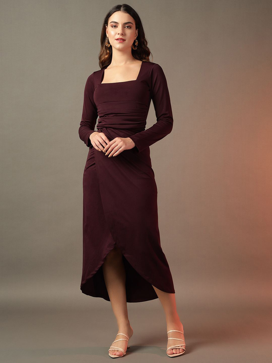 

BAESD Sheath Midi Dress, Burgundy
