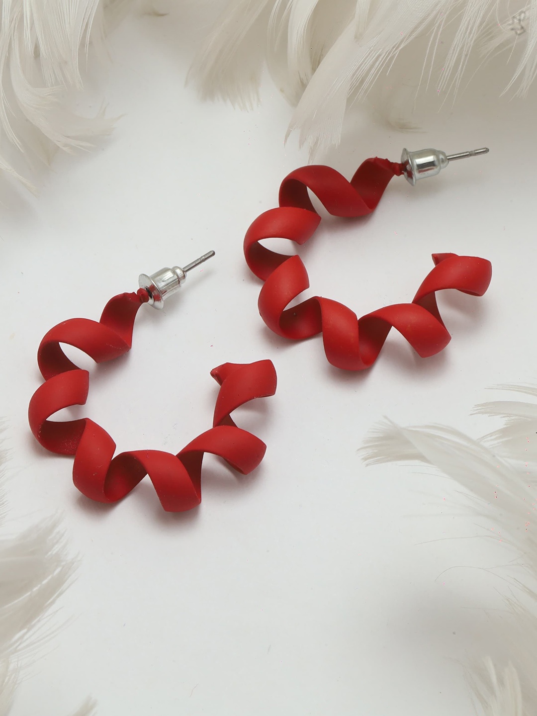 

Maansh Contemporary Half Hoop Earrings, Maroon