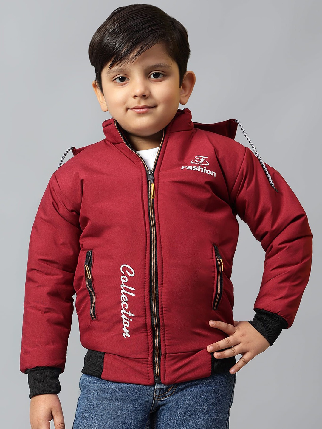 

BAESD Boys Bomber with Patchwork Jacket, Maroon