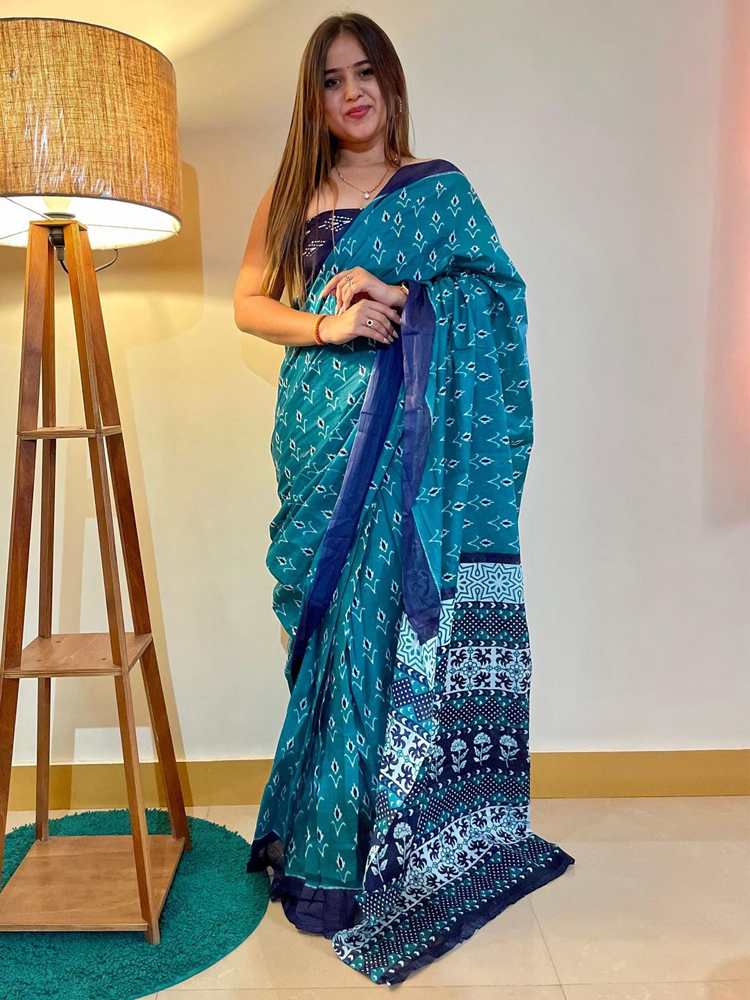 

Saree mall Floral Designer Ikat Sarees, Blue