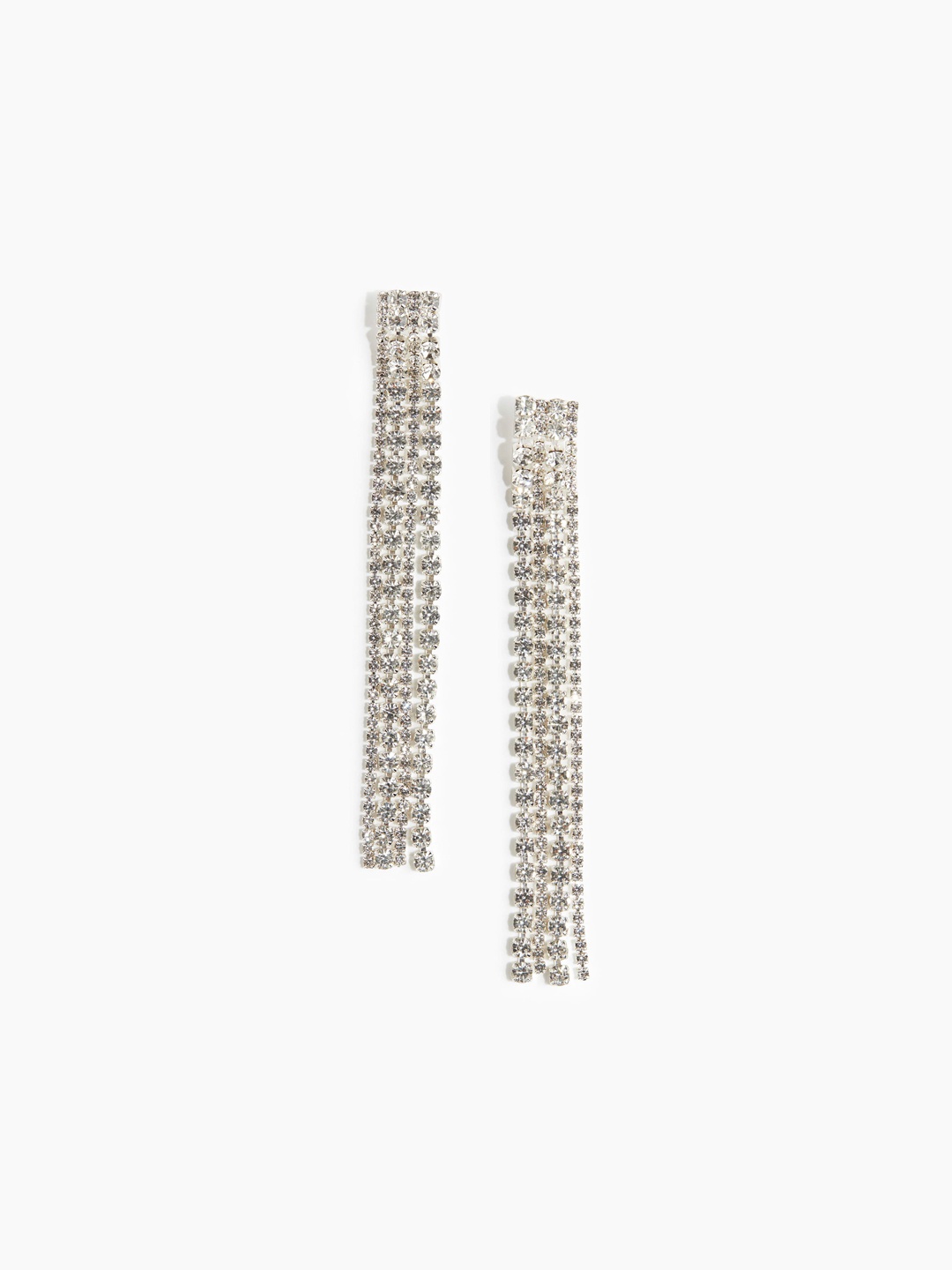 

H&M Long Rhinestone Earrings, Silver