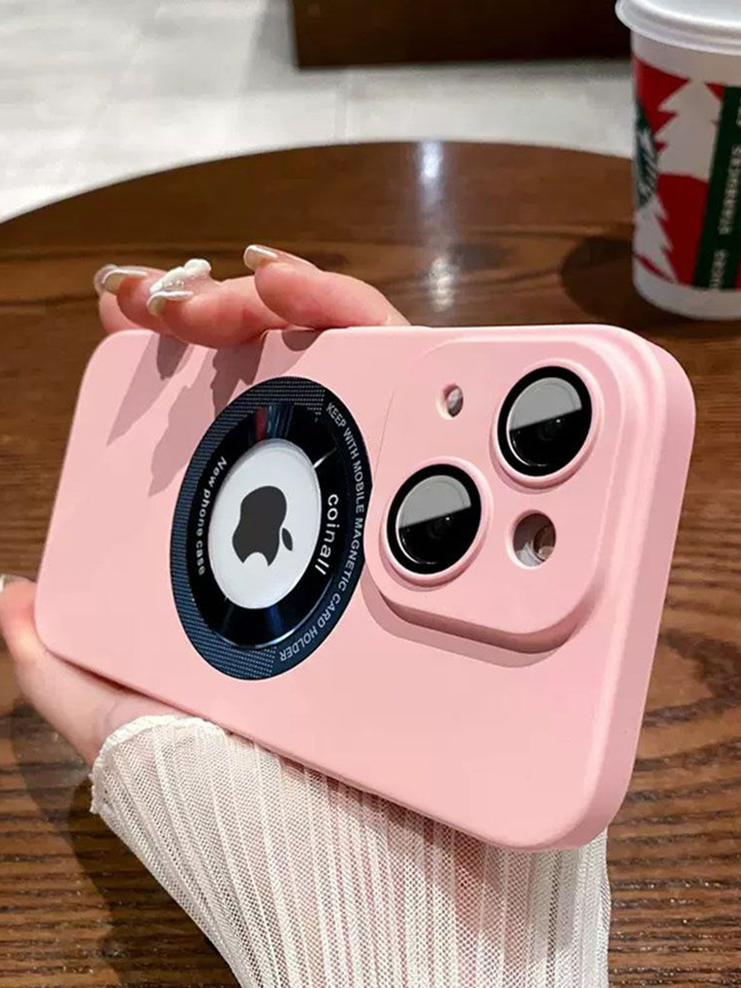 

Luxury Kase Solid Printed iPhone 14 Plus Back Case Mobile Accessories, Pink