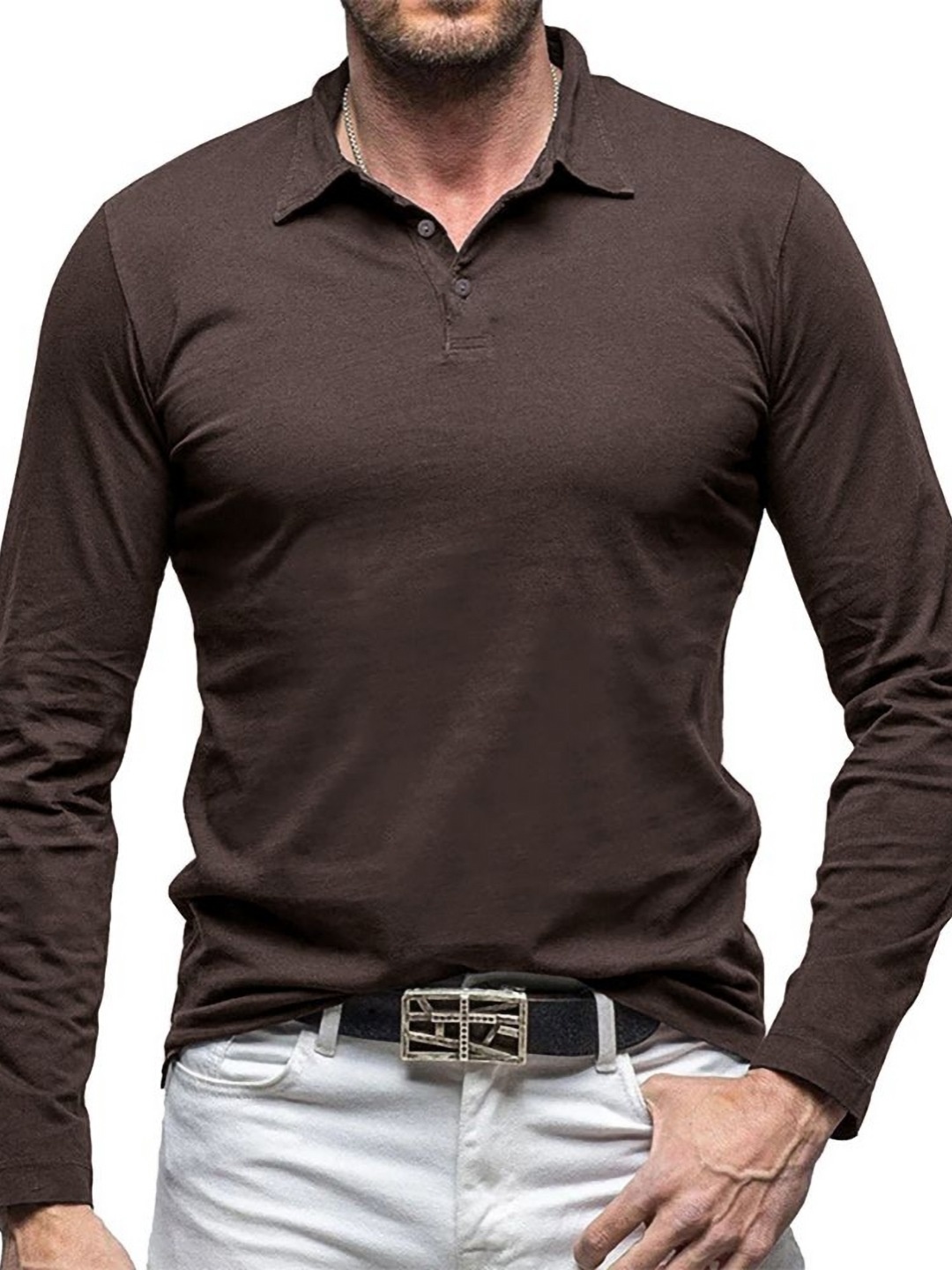 

StyleCast x Revolte Men Polo Collar T-shirt, Brown