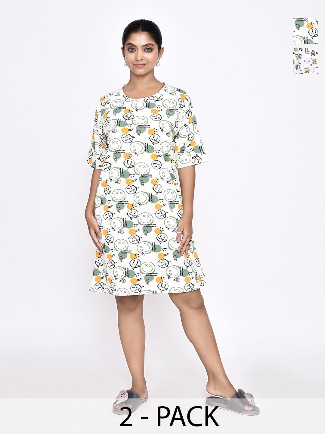 

RAPL Printed Nightdress, White