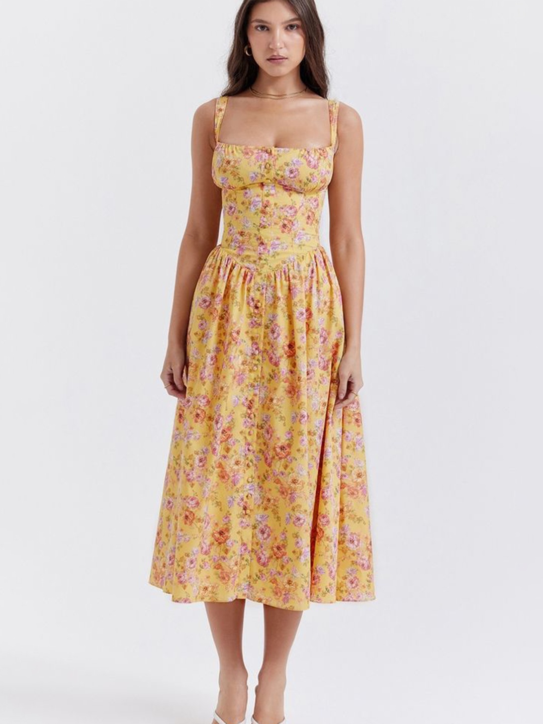 

LULU & SKY Women Floral Printed Fit & Flare Midi Dress, Multi