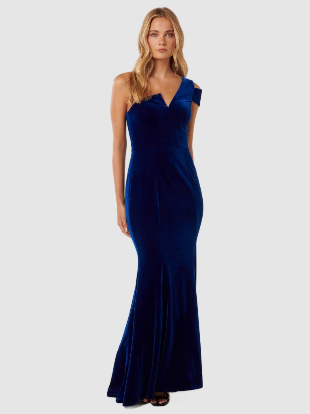 

Forever New One Shoulder Velvet Maxi Dress, Blue