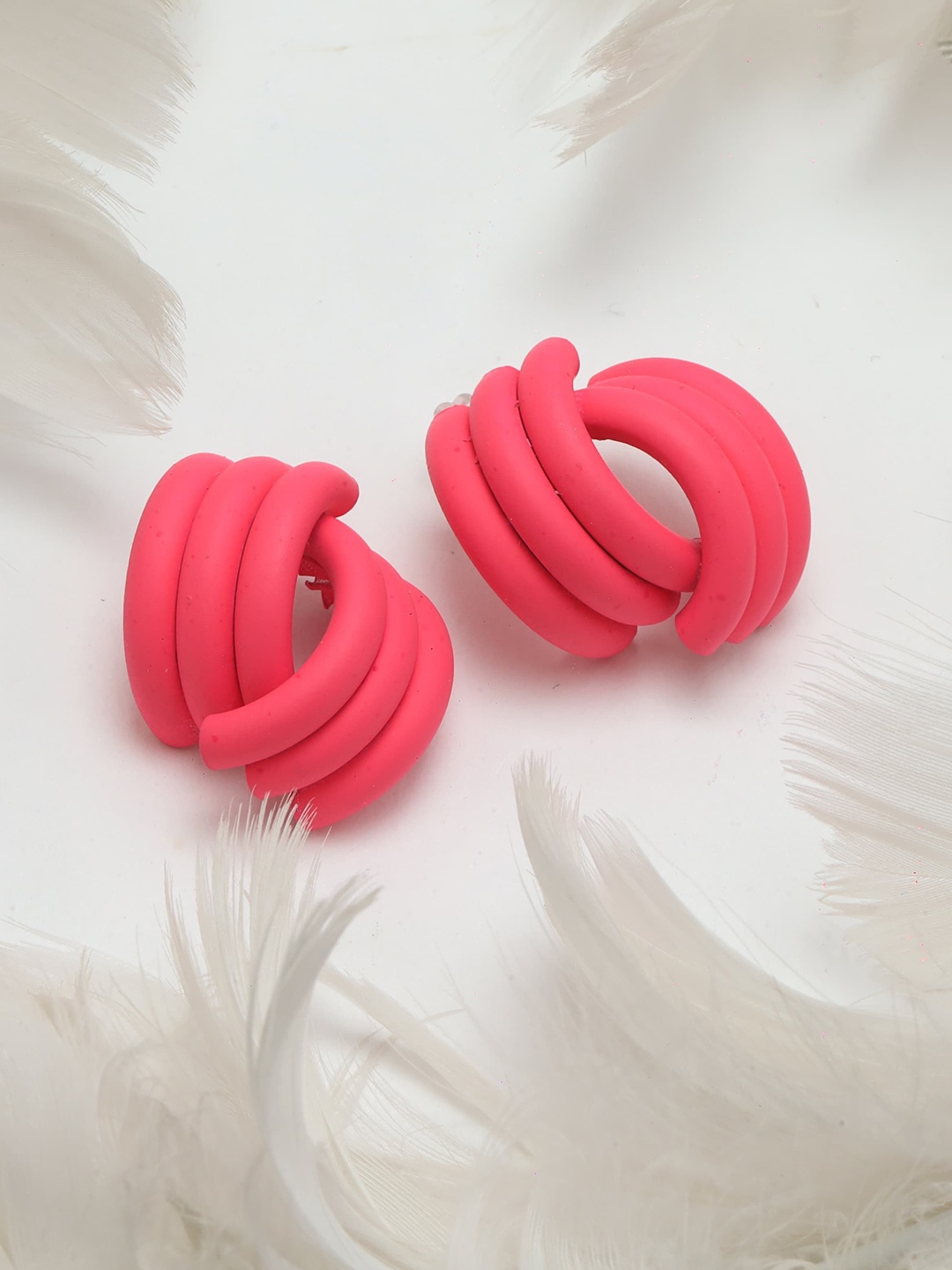 

Maansh Contemporary Half Hoop Earrings, Pink