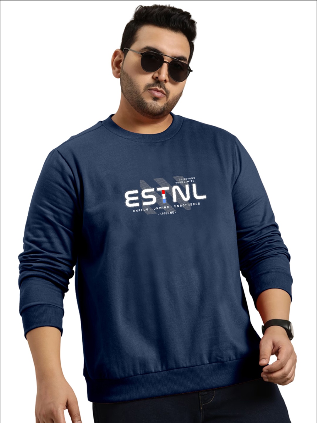 

TAB91 Men Printed Sweatshirt, Navy blue