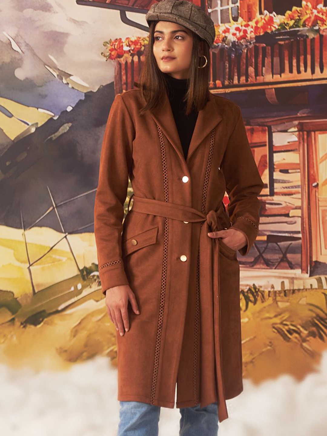 

Lakshita Single-Breasted Overcoat, Tan