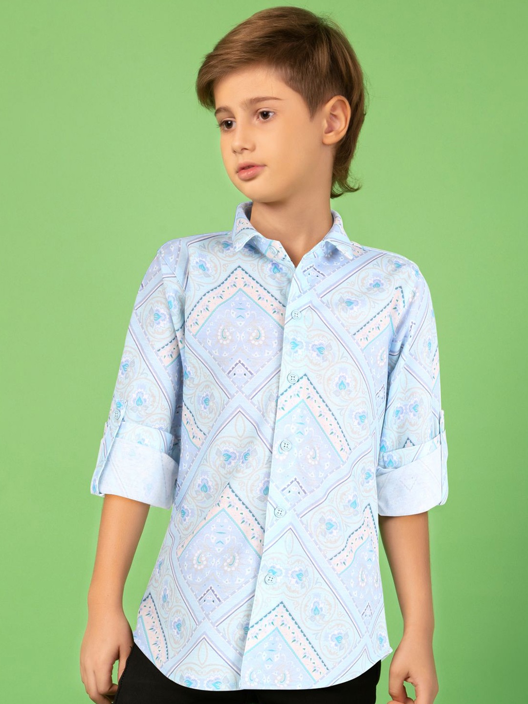 

MashUp Boys Opaque Printed Casual Shirt, Blue