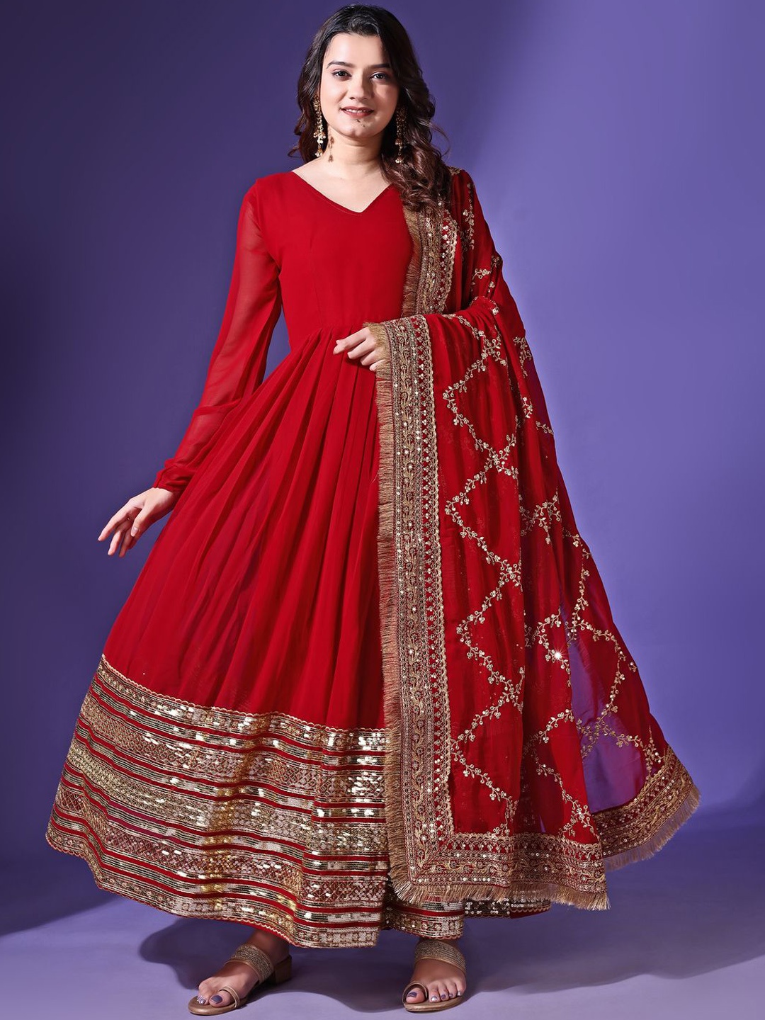 

Fashionuma Women Ethnic Motifs Georgette Anarkali Kurta, Maroon