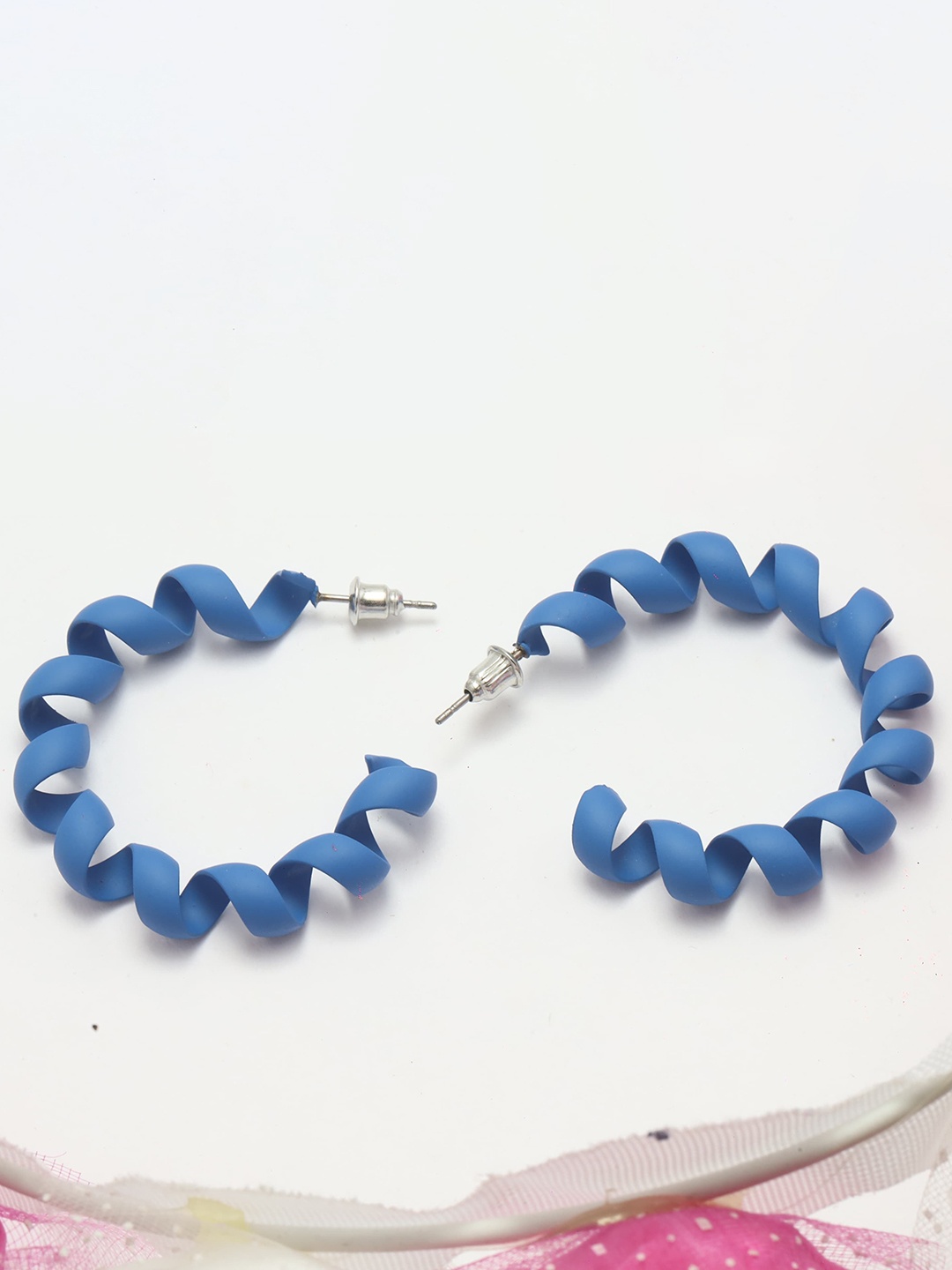 

Maansh Contemporary Half Hoop Earrings, Blue