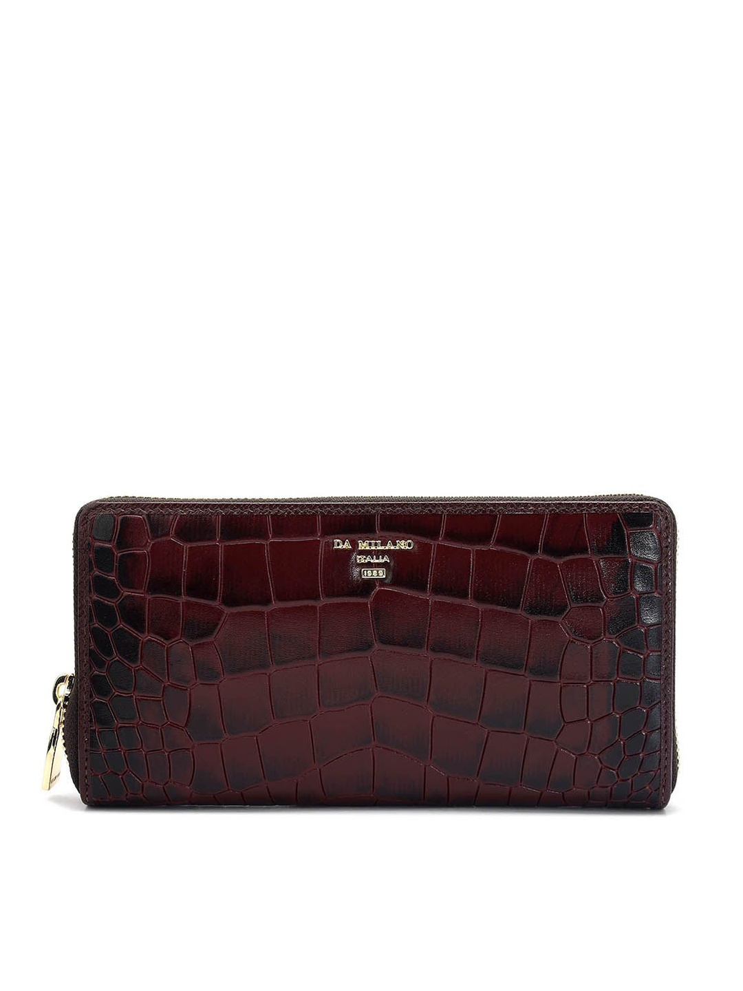 

Da Milano Women Abstract Textured Leather Zip Around Wallet, Burgundy