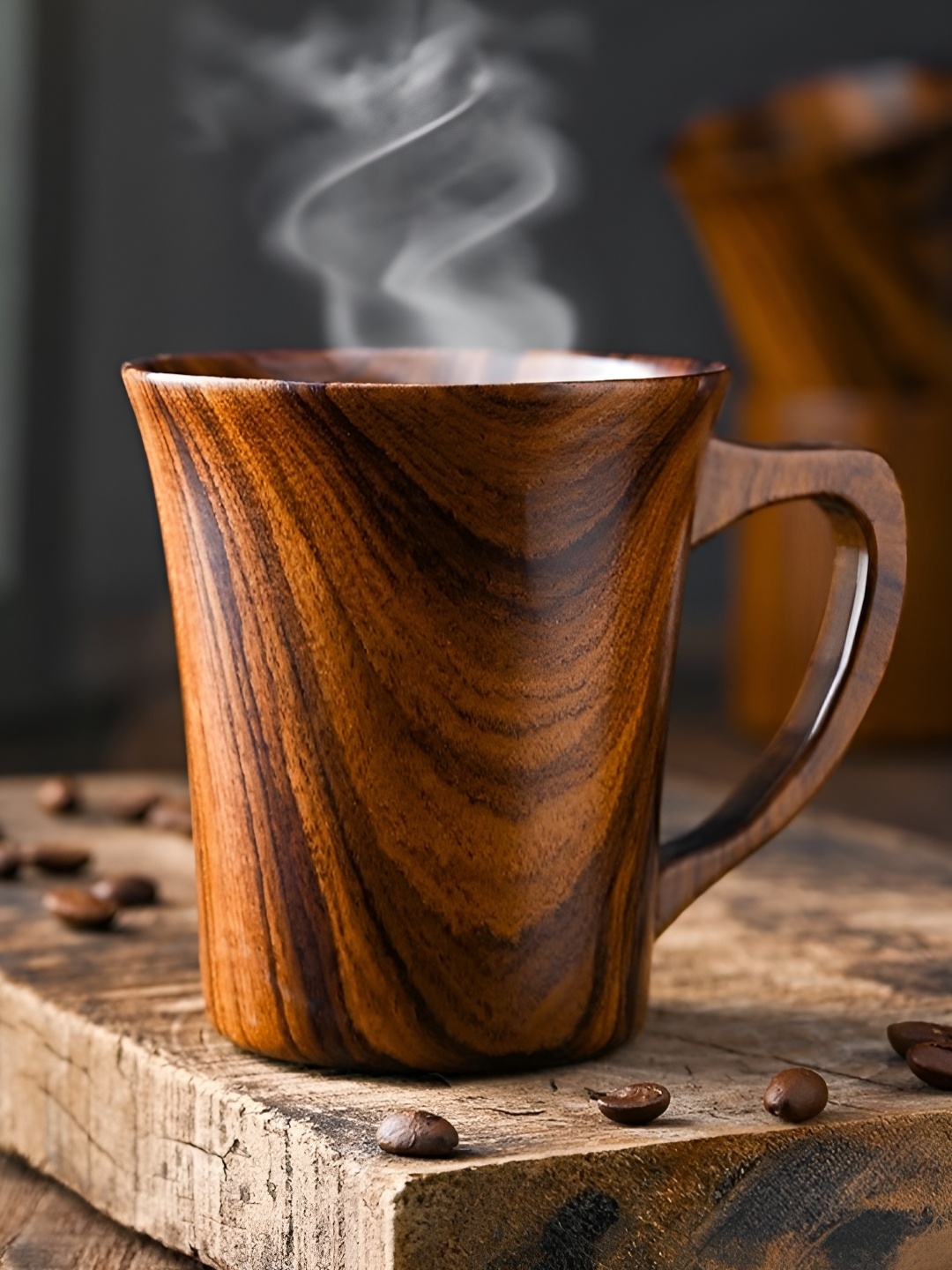 

The Brand Barrel Brown Solid Wood Matte Mugs Set of Cups and Mugs