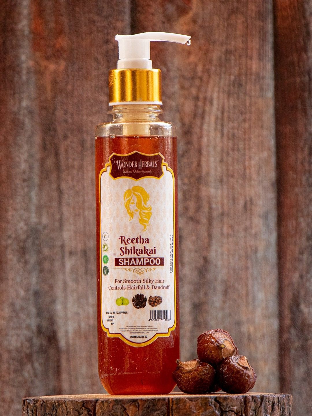 

WONDER HERBALS Reetha Shikakai Shampoo For Hair Fall Control & Dandruff - 250ml, Rust
