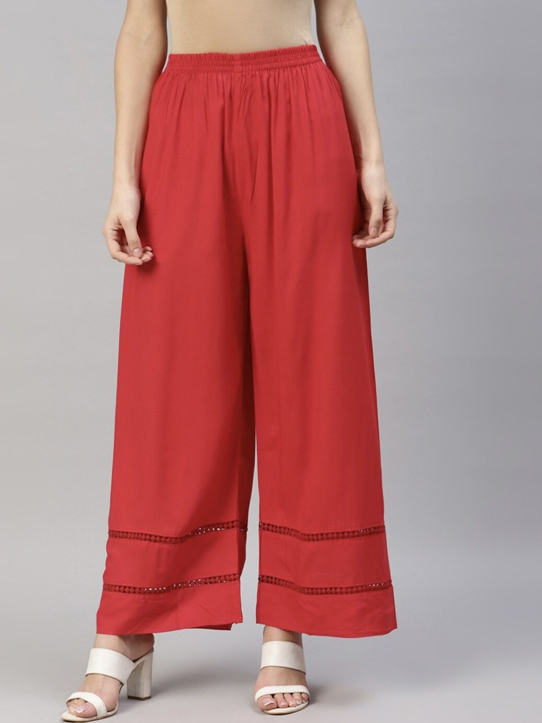 

BCZ Style Women Flared Ethnic Palazzos, Red