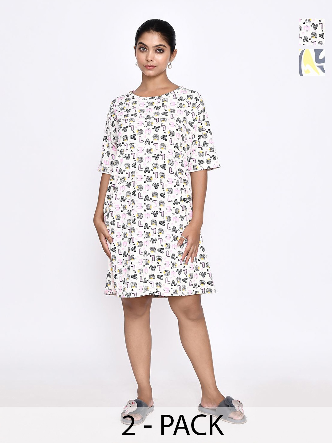 

RAPL Printed Nightdress, Yellow