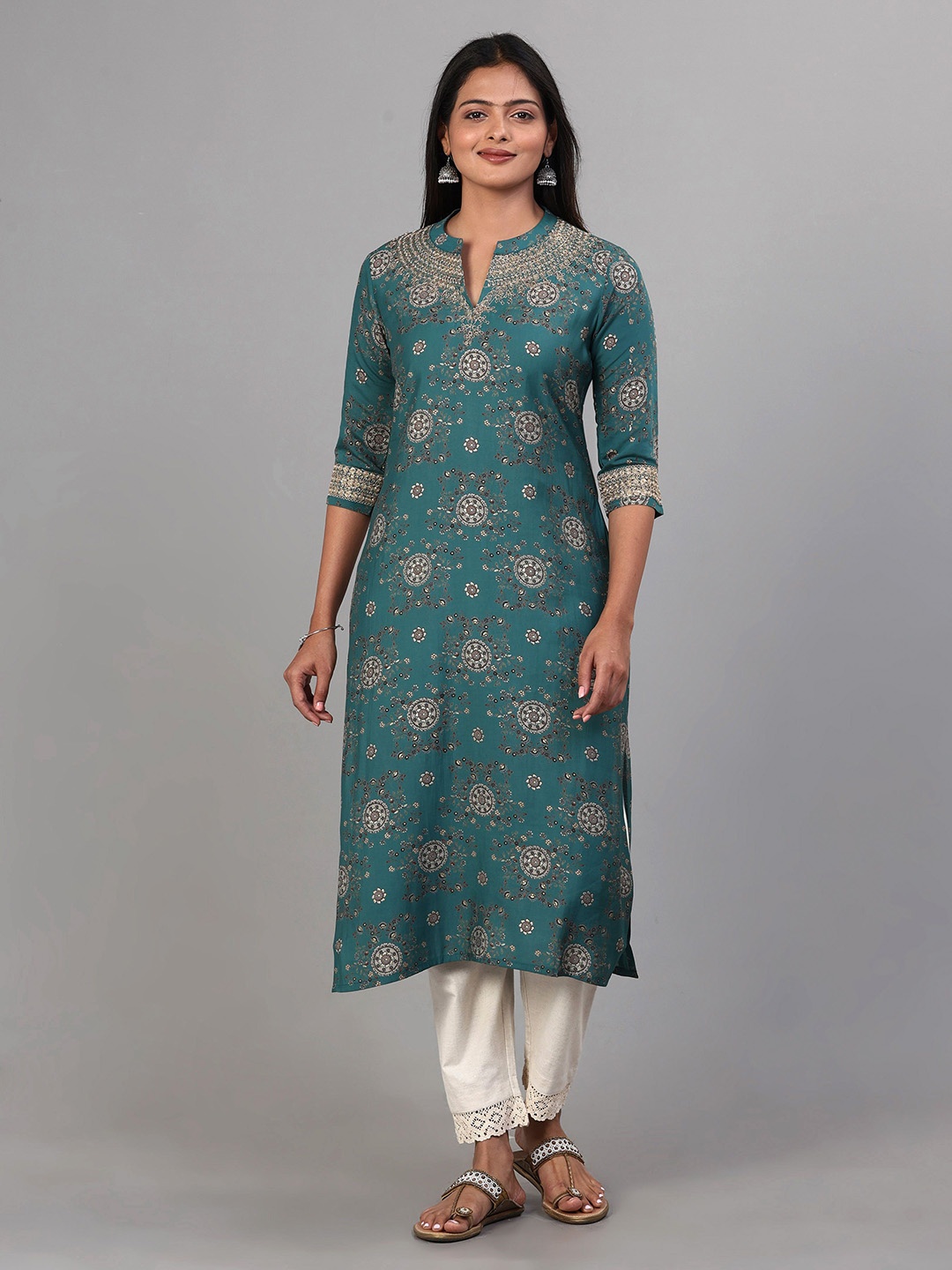 

Vismay Embroidered Straight Kurtas, Blue